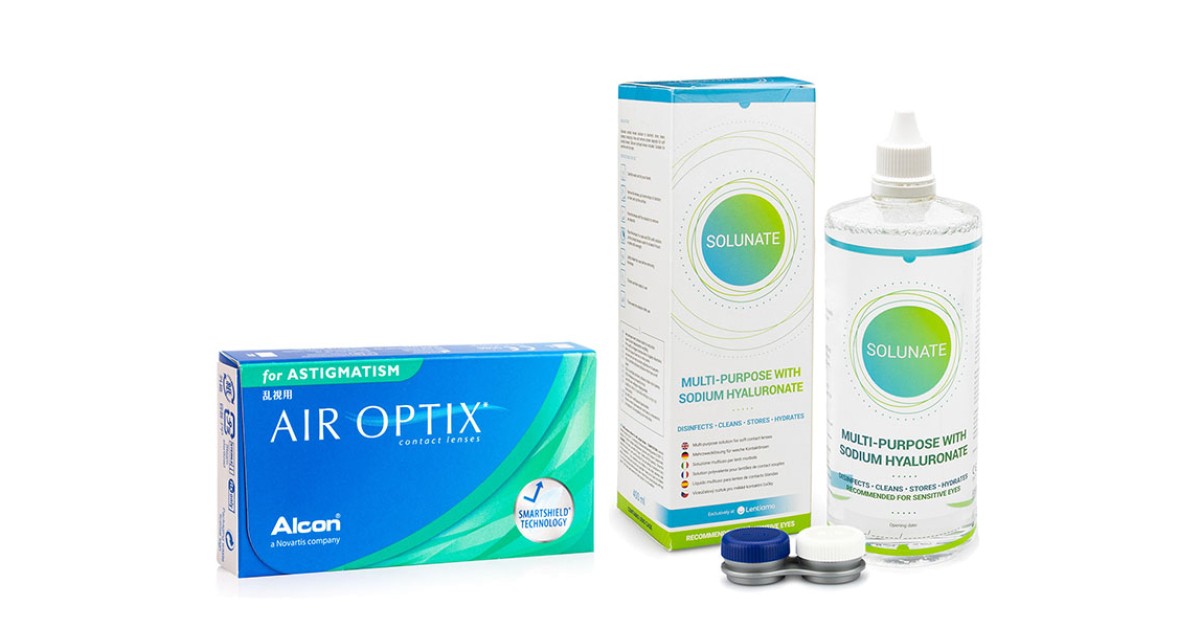 Air Optix for Astigmatism (6 Linsen) + Solunate Multi-Purpose 400 ml mit Behälter