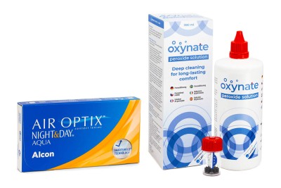 Image of Air Optix Night & Day Aqua (6 Linsen) + Oxynate Peroxide 380 ml mit Behälter