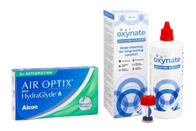 Image of Air Optix Plus Hydraglyde for Astigmatism (6 Linsen) + Oxynate Peroxide 380 ml mit Behälter