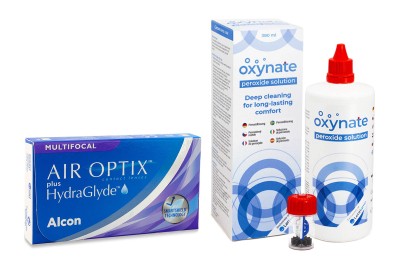 Alcon Air Optix Plus Hydraglyde Multifocal (6 čoček) + Oxynate Peroxide 380 ml s pouzdrem