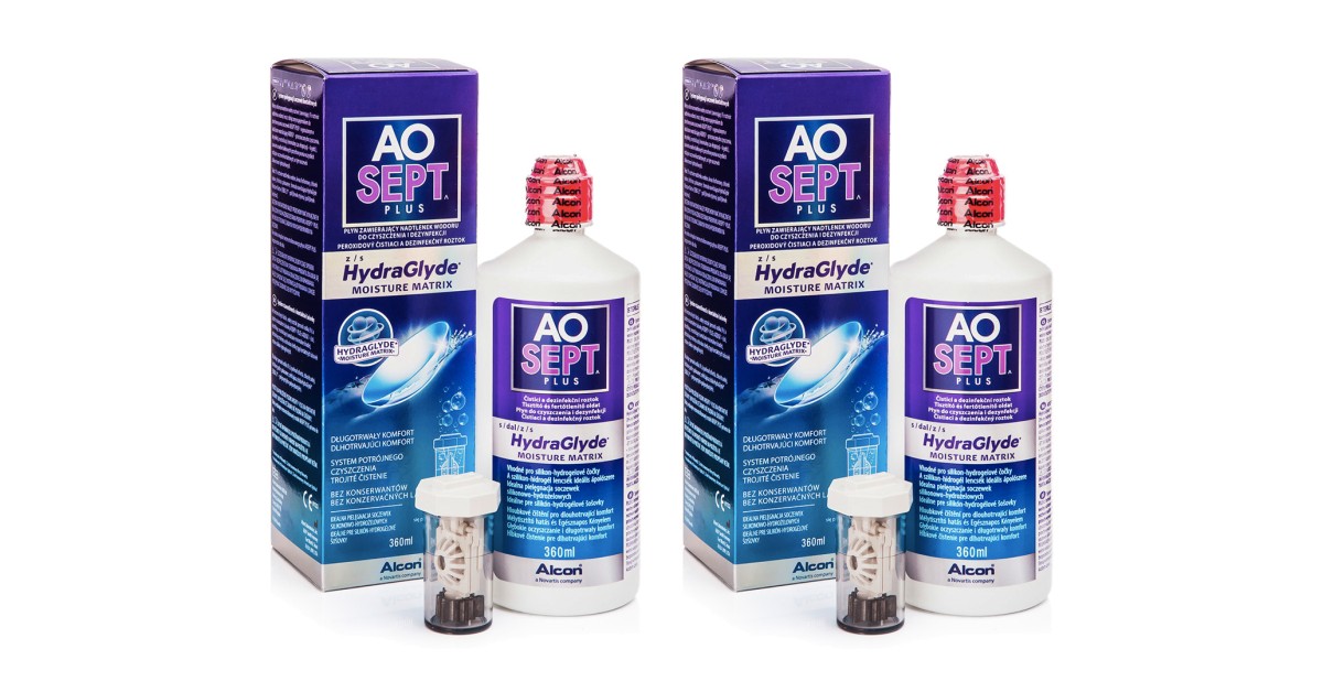 AOSEPT PLUS with Hydraglyde 2 x 360 ml with cases