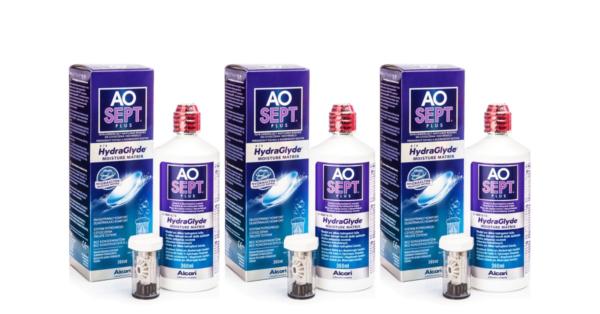 AOSEPT PLUS with Hydraglyde 3 x 360 ml with cases