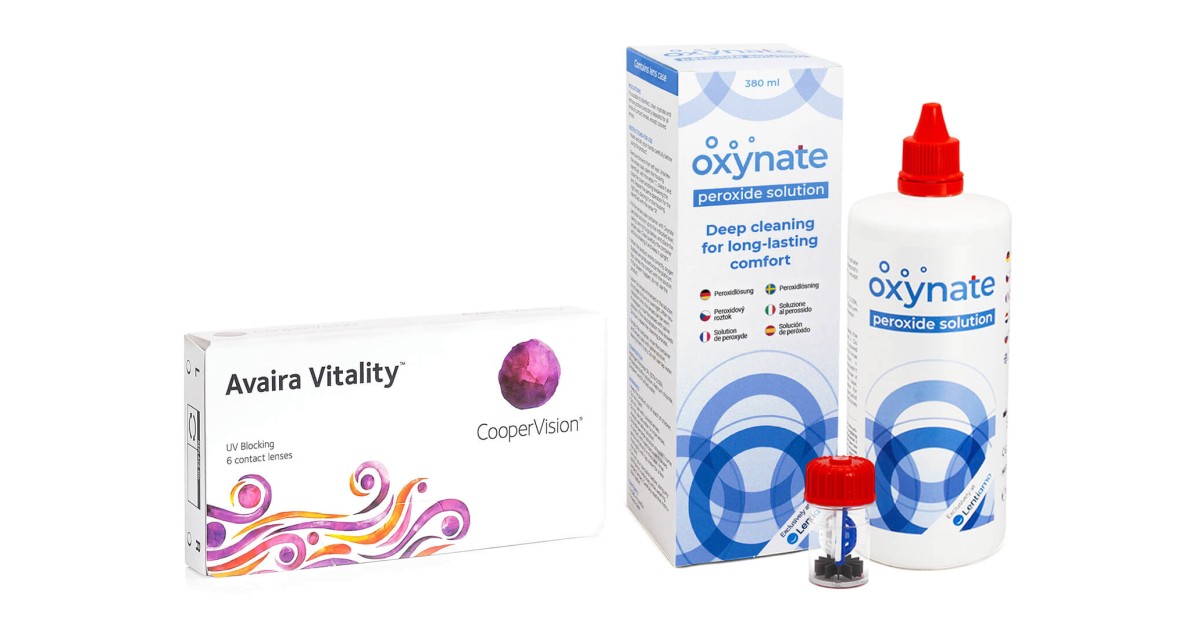 Avaira Vitality (6 Linsen) + Oxynate Peroxide 380 ml mit Behälter