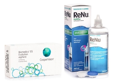 Biomedics 55 Evolution (6 čoček) + ReNu MultiPlus 360 ml s pouzdrem