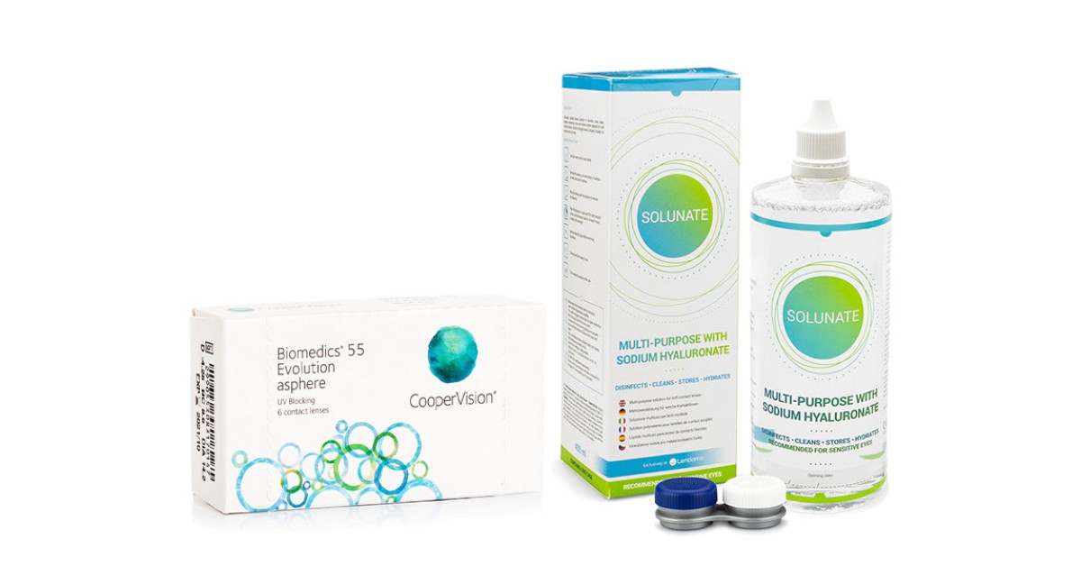 Image of Biomedics 55 Evolution (6 Linsen) + Solunate Multi-Purpose 400 ml mit Behälter