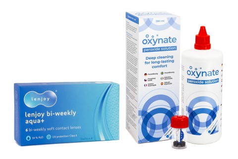 Lenjoy Bi-weekly Aqua+ (6 čoček) + Oxynate Peroxide 380 ml s pouzdrem