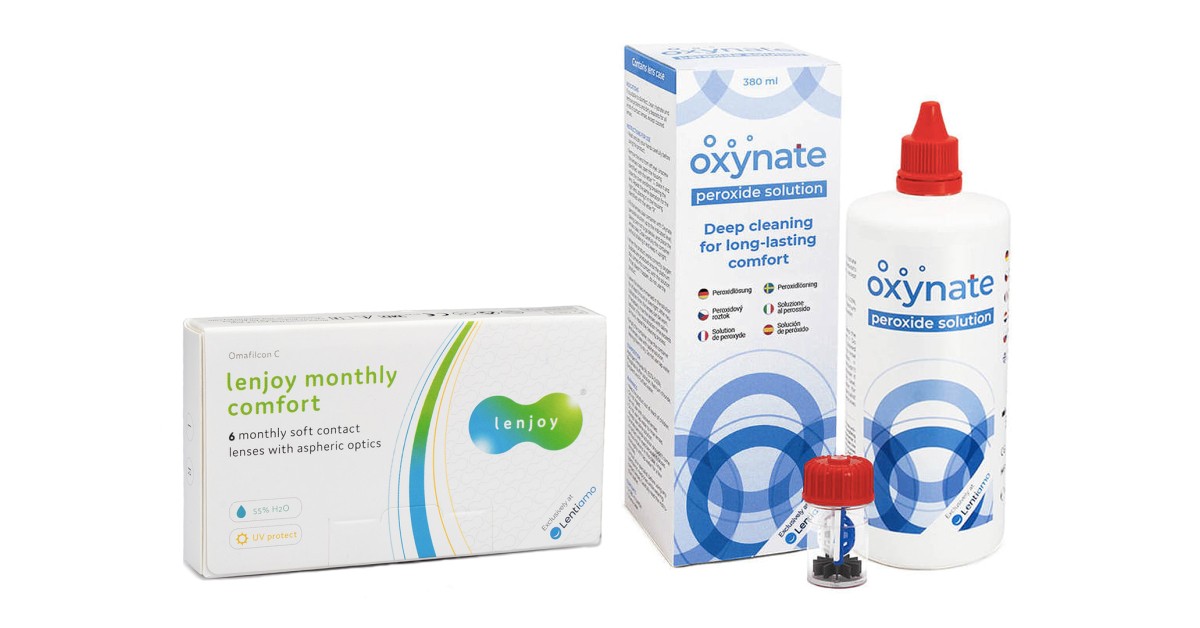 Lenjoy Monthly Comfort (6 linser) + Oxynate Peroxide 380 ml med linsetui