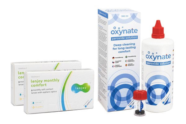 Lenjoy Monthly Comfort (6 čoček) + Oxynate Peroxide 380 ml s pouzdrem