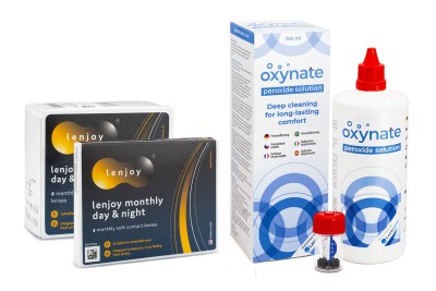 Bausch & Lomb Lenjoy Monthly Day & Night (9 čoček) + Oxynate Peroxide 380 ml s pouzdrem