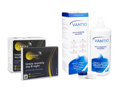 Bausch & Lomb Lenjoy Monthly Day & Night (9 čoček) + Vantio Multi-Purpose 360 ml s pouzdrem