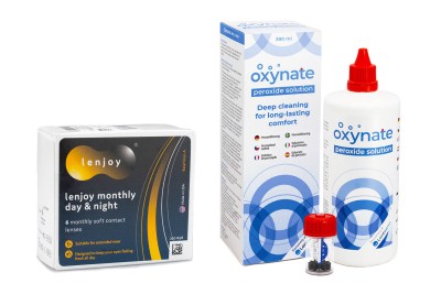 Bausch & Lomb Lenjoy Monthly Day & Night (6 čoček) + Oxynate Peroxide 380 ml s pouzdrem