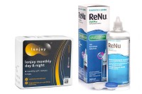 Lenjoy Monthly Day & Night (6 lentile) + ReNu MultiPlus ® Multi-Purpose 360 ml cu suport lentile