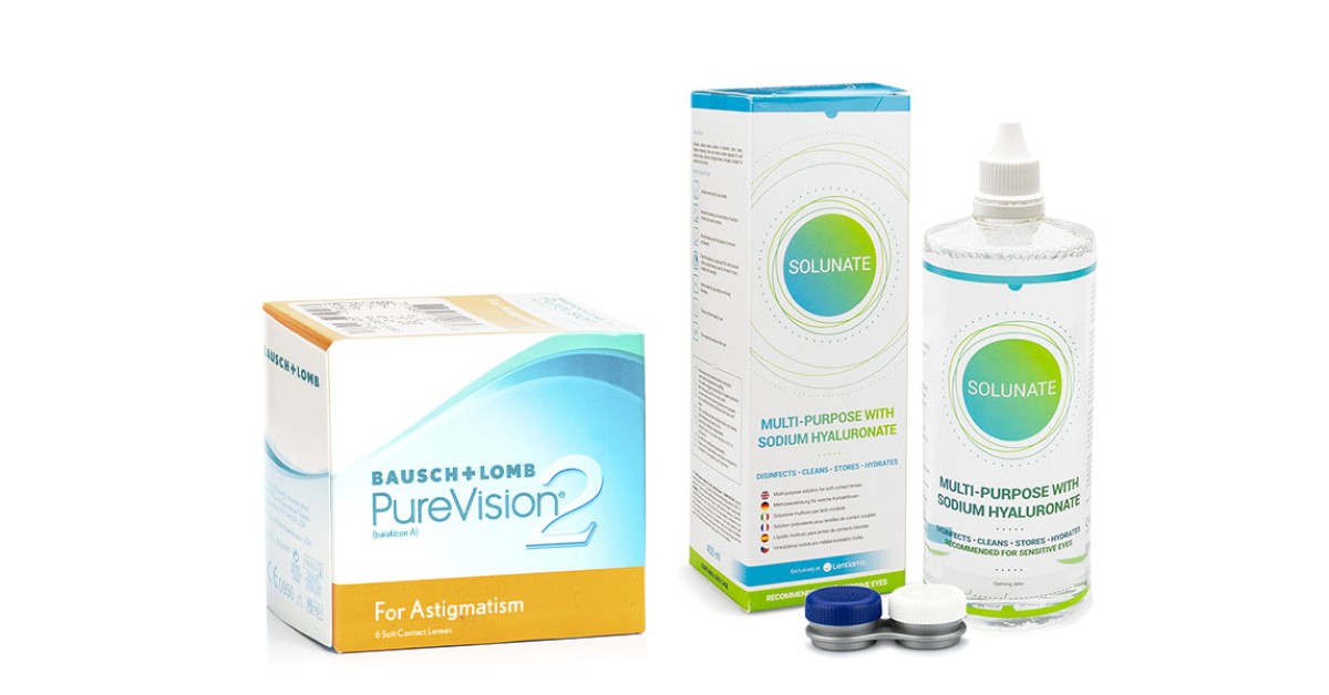 PureVision 2 for Astigmatism (6 Linsen) + Solunate Multi-Purpose 400 ml mit Behälter