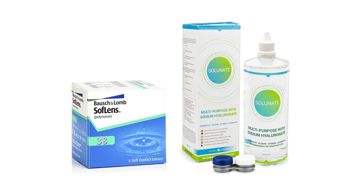 SofLens 38 (6 Linsen) + Solunate Multi-Purpose 400 ml mit Behälter